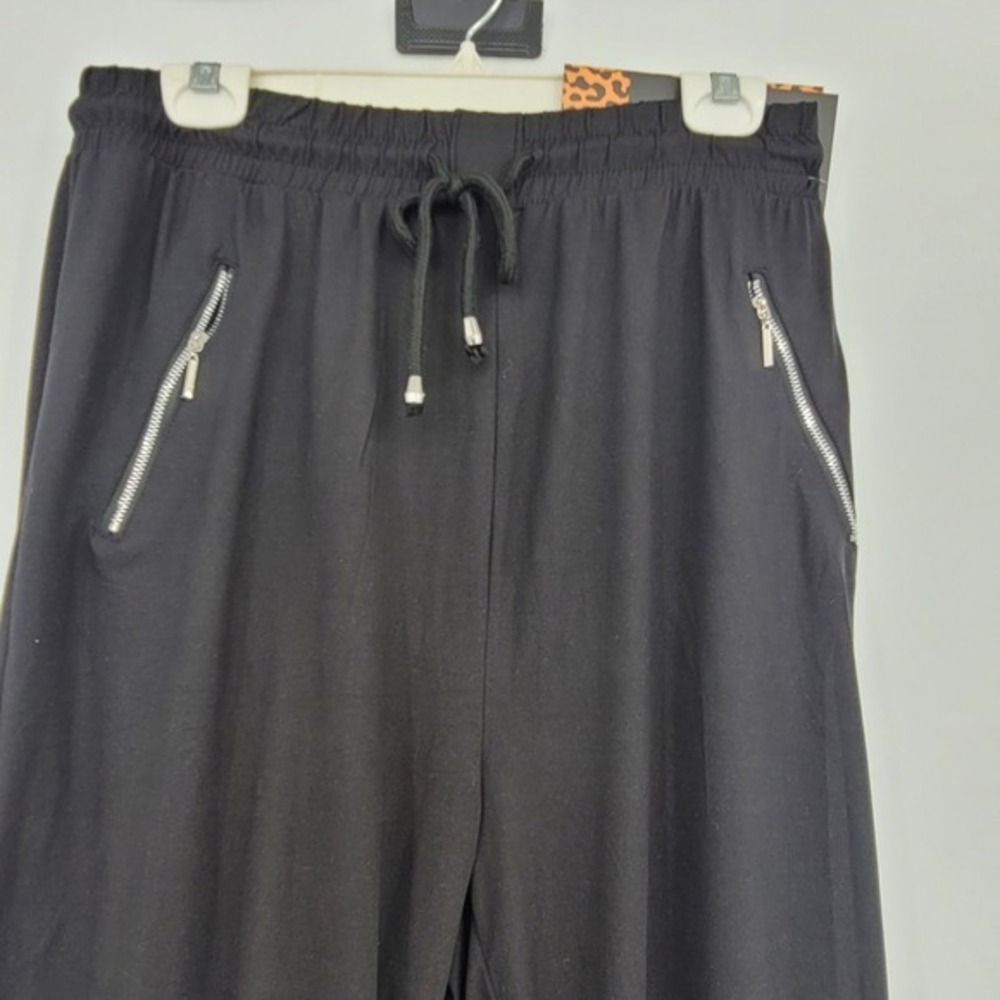 Women's Plus Bae City Blk Joggers Zip Pockets Sz 1X Goth Biker Moto Athletic Y2K - Picture 3 of 9